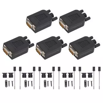 5 комплектов DB9 RS232 Male Adapter Serial Port Device PP Connector с монтажными крепежами