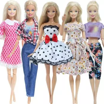 5 комплектов кукольной одежды для кукол Барби, смешанные наряды, брюки, рубашки для куклы 1/6 11,5 дюймов, подарочный набор для игрушек для девочек