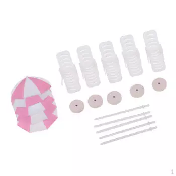 5 комплектов миниатюрных моделей зонтиков для кукольного домика розового цвета