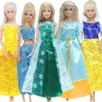 5 комплектов, наряды для кукол принцессы, вечерние бальные платья, платье, одежда для куклы Барби, аксессуары 1/6 11,5 дюймов, куклы, игрушки для девочек