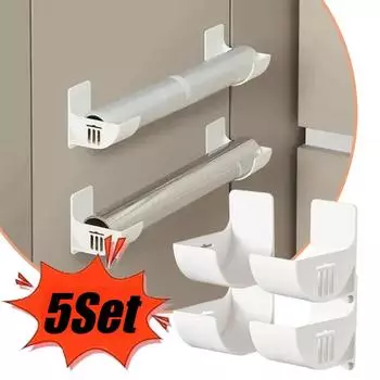 5 комплектов настенных ящиков для хранения, высококачественный кронштейн для хранения без отверстий, пластиковая пленка, мусорный мешок, ящик для хранения, боковая стойка для холодильника 2PCS(1Set) белый