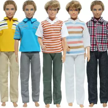 5 комплектов одежды для кукол-мальчиков полосатые штаны блузки повседневная одежда ручной работы для Барби для кукол Кена игрушка