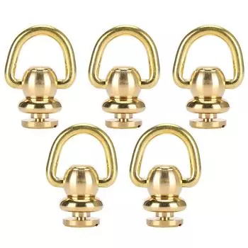5 комплектов заклепок D-образного кольца, латунных гвоздей, шурупов, кожаных, для духов, золотого цвета, 10x5 мм