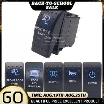 5-контактный морской переключатель автомобильный переключатель лодка грузовик фара с двойной подсветкой светодиодный водонепроницаемый ПИТАНИЕ/ГУДОК/МАЯК/СВЕТОДИОДНЫЙ СВЕТ НА КРЫШЕ ВКЛ-ВЫКЛ