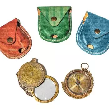 5-кратное увеличительное стекло и карманный латунный компас | для чтения карт, пешего туризма, треккинга, праздничного декора, подарка на день рождения для него, рождественского декора