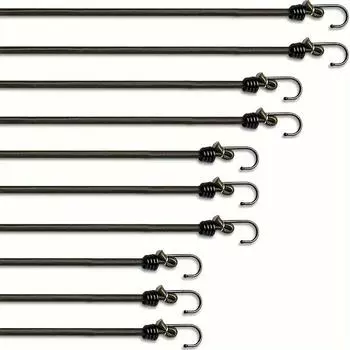 5 кусков прочной 8-миллиметровой эластичной веревки с крючками - зеленая резина, подходит для кемпинговых палаток и грузовых автомобилей