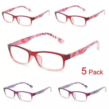 5 квадратных очков для чтения, блокирующих синий свет, женские очки для чтения, суперлегкая оправа, защита от усталости глаз и ультрафиолетового излучения UV400 +100/5 Pack