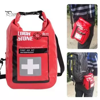 5 л сумка для оказания первой помощи, водонепроницаемая, большой емкости, портативная, для путешествий на открытом воздухе, кемпинга, пешего туризма, походов, органайзер для предметов первой помощи с откидной крышкой 5L красный
