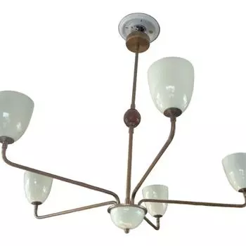 5 лампочек, потолочный светильник в стиле модерн из латуни и дерева в стиле модерн, подвесная люстра в винтажном стиле Stillroom Sputnik