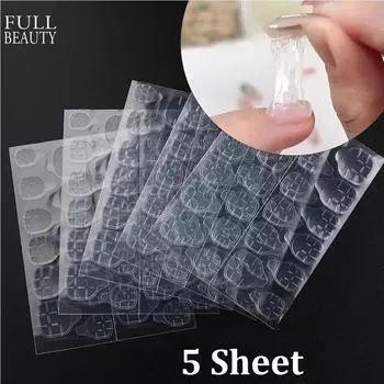 5 листов двухсторонних клейких лент для дизайна ногтей Прозрачные маникюрные инструменты для ногтей 2 Sheet чистый
