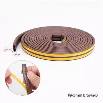 5 м/10 м DIPE самоклеющаяся уплотнительная лента для дверей и окон, резиновая лента для предотвращения столкновений, пенопластовая звукоизоляционная лента 9mmx2mmx5m коричневый