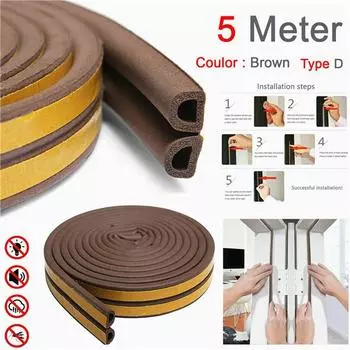 5 м/10 м самоклеящаяся резиновая лента для уплотнения сквозняков, дверей и окон, рулонная лента 5m коричневый