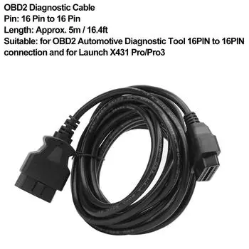 5 м / 16,4 фута OBD2 Автомобильный диагностический кабельный разъем 16-16-контактный разъем для запуска X431 PRO/PRO3