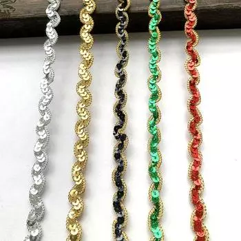 5 м/16,4 фута в каждой упаковке золотые блестки кружевные отделки самодельные ремесла изогнутые швейные ленты танцевальные платья костюмы шейные платки аксессуары украшения