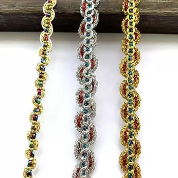 5 м/16,4 фута в каждой упаковке Золотые серебряные кружевные отделки Ткацкие сороконожки Ручная работа Сделай сам Шитье Ткань Шторы Поделки Пайетки Тонкие изогнутые ленты Подарочные украшения