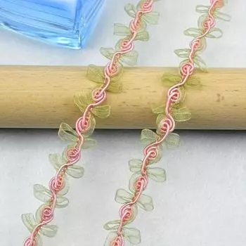 5 м/196,85 дюйма в каждой упаковке, розовый цветок, кривая кружевная отделка, ленты из органзы, сороконожка, ручная работа, сделай сам, швейные аксессуары, аксессуары для шитья, шляпы, шить украшения по подолу