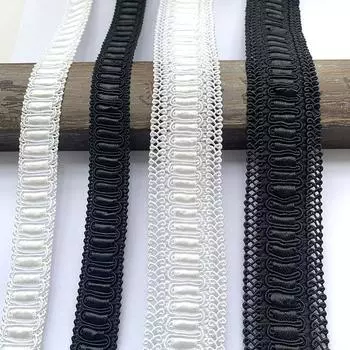 5 м/196,85 дюймов белый черный большой широкий изогнутый кружевной отделкой сороконожка плетеная лента швейная ребристая ткань свадебное ремесло своими руками платье аксессуары украшение