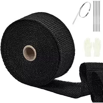 5 м * 50 мм термолента, изоляционная лента для выхлопных газов, коллектор, термоизоляционная лента с 5 муфтами из нержавеющей стали для коллектора мотоцикла и выхлопного бака (кипа