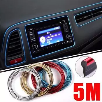 5 м DIY автомобильные Стайлинговые полоски для интерьера автомобиля, украшение для окна, хромированная полоса, отделка, литье, Стайлинговая полоса, отделка, наклейки, линия 5 meters золотой