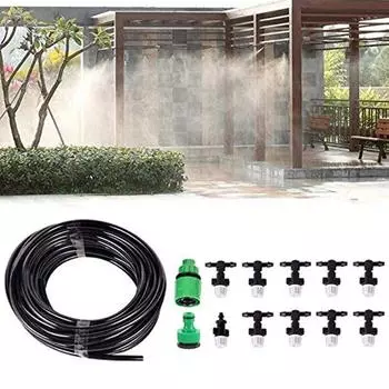 5 м домашний сад патио запотевание микропоток капельного орошения система охлаждения с 10 шт. пластиковая насадка-распылитель для растений, цветов 1 Set