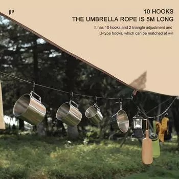 5 м кемпинговая уличная бельевая веревка регулируемая противоскользящая навесная веревка