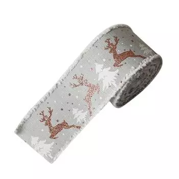 5 м красивая лента шириной 70 мм с пушистым краем из фольги, рождественская лента с проводным краем, рулон ленты с рождественским принтом серый