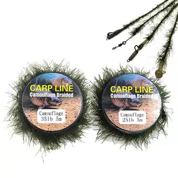 5 м леска для ловли карпа, леска с камуфляжной оплеткой, реалистичная леска для ловли карпа, поводок для ловли карпа, леска для рыболовных снастей 5M 25LB Braid line