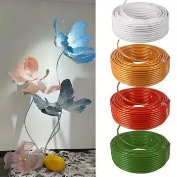 5 м/рулон алюминиево-пластиковая трубка белая золотая бумажный цветок без слов цветочный стержень сценическое украшение стилизованная трубка жесткая разноцветная