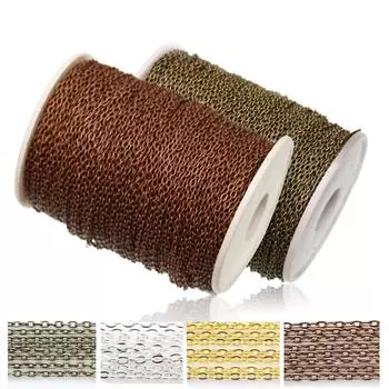 5 м/рулон длинная металлическая цепочка с открытыми звеньями, ожерелье, золото, серебро, медь, бронза, аксессуары для изготовления ювелирных изделий 5M золотой