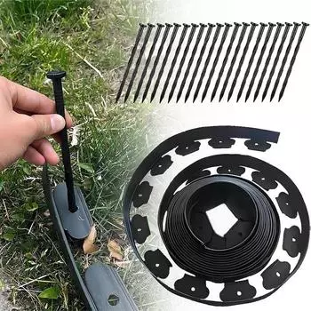 5 м садовый барьер газонная трава пластиковая окантовка бордюр пейзаж с 15 анкерными твердыми колышками простая установка вставки фиксированный газон бордюр чёрный