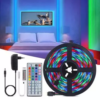 5 м светодиодная лента 2835 RGB светодиодная лента водонепроницаемая гибкая лента в полоску DC 12 В RGB диодная лента ИК-контроллер с адаптером ЕС или США