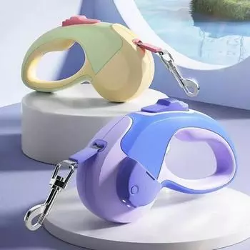 5 м светодиодный поводок для собак, выдвижной для маленьких и средних собак, рулетка, нейлоновый поводок для собак, удлинитель с мешками для какашек, диспенсер, аксессуары для собак 3M зелёный