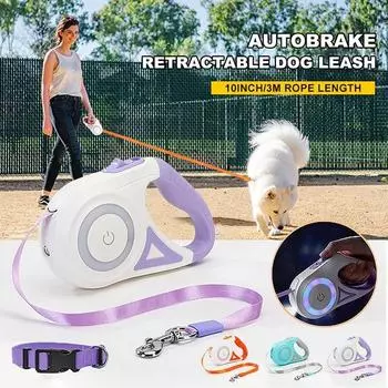 5 м светящийся прочный поводок для собак, автоматический выдвижной нейлоновый поводок для кошек, удлинитель для щенка, прогулки, бега, рулетка для собак 5M-New style фиолетовый