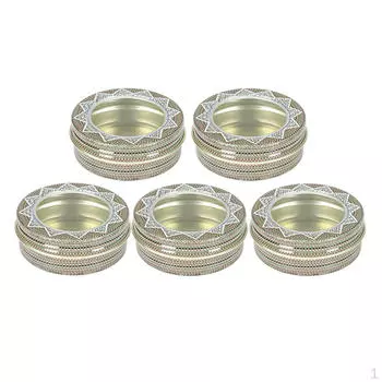 5 маленьких алюминиевых круглых жестяных баночек для хранения бальзама для губ с окошком