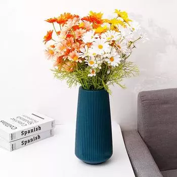 5 маленьких ромашек, искусственный букет цветов, украшение для дома, украшение для гостиной, пластиковая имитация ромашки, цветок из шелка Daisy оранжевый