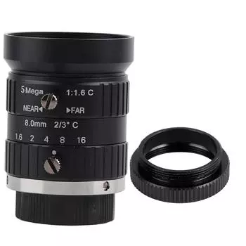 5-мегапиксельная HD-камера с объективом, фокусным расстоянием 8 мм, ручной диафрагмой, креплением C, для видеонаблюдения