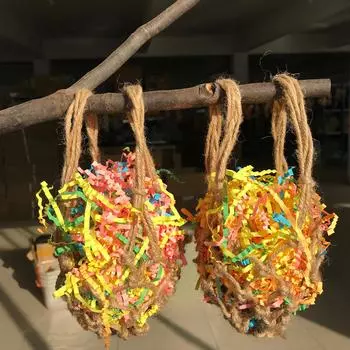 5 мешков бумаги для измельчения игрушек для птиц, жевательные игрушки для маленьких попугаев, игрушка для кормления в клетке для попугаев, влюбленных попугайчиков