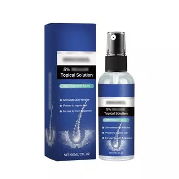 5% местное решение, спрей для роста волос для мужчин и женщин, сыворотка для восстановления роста волос, для более густых и длинных волос, помогает остановить истончение и выпадение волос, 60 мл One Size