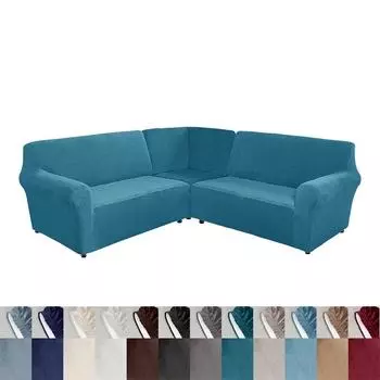 5-местный бархатный чехол для дивана, эластичные чехлы для секционных диванов в форме буквы L для гостиной, нескользящие моющиеся чехлы для кресел и диванов