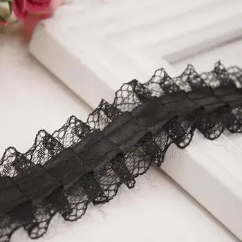 5 метров/лот 4 см шириной черно-белая лента кружева скидка кружево DIY кукла одежда аксессуары украшения плиссированное кружево белый