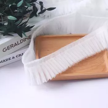 5 метров/партия 5,5 см шириной двухслойная сетка высокой плотности плиссированная штора кромка мастерство домашний текстиль одежда аксессуары плиссированное кружево 5.5cm wide белый