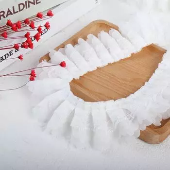 5 метров/партия 5 см белый трехслойный шифон тисненый плиссированный кружево одежда домашний текстиль юбки игрушки аксессуары кружево белый