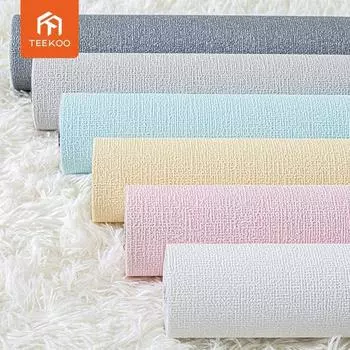 5 метров/рулон 3D самоклеящиеся утолщенные водостойкие обои льняные текстурированные однотонные домашние декоративные отремонтированные наклейки бежевый