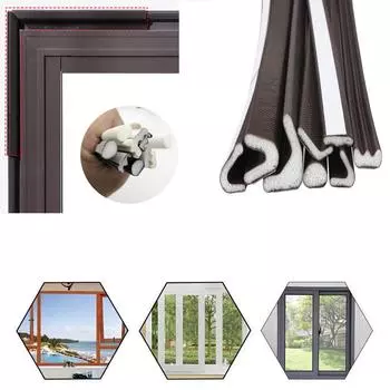 5 метров самоклеящаяся уплотнительная лента для дверей и окон, герметизирующая звукоизоляционная пенопластовая резиновая полоса для окон, препятствующая столкновению I Brown 5M||I Brownx5M