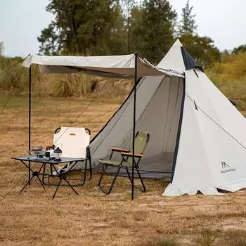 5-метровая улучшенная палатка-пирамида большого размера со снежной юбкой и курткой-дымоходом, палатка для кемпинга на открытом воздухе, навесы для походов, укрытие, вигвам, типи