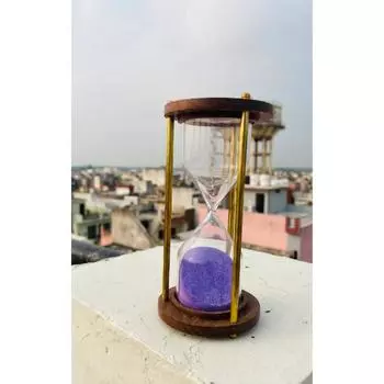5-минутные старинные латунные песочные часы с фиолетовым песком, фиолетовые и коричневые деревянные песочные часы