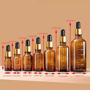 5 мл-100 мл флаконы-капельницы со шкалой реагент глазные капли янтарное стекло ароматерапия жидкость пипетка флакон многоразового использования бутылки для путешествий 15ML
