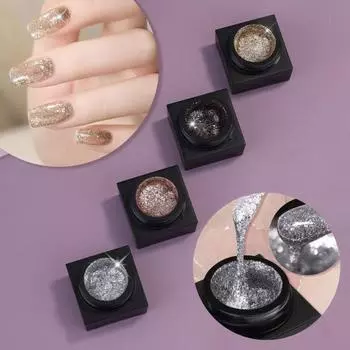 5 мл гель для дизайна ногтей, быстросохнущий, сверкающий, безопасные ингредиенты, не вызывающий раздражения, легко наносится, декоративный, без запаха, клей для дизайна ногтей, замачиваемый, УФ-светодиодный лак для маникюра серебряный