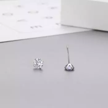 5 мм Блестящие Серьги-пусеты с четырьмя зубцами Маленькие Лаконичные Кубические для Женщин Мужчин Подарок на День рождения Украшение Необходимость Ювелирные изделия белый