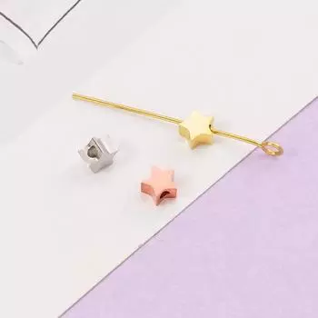 5 мм бусины-звезды из нержавеющей стали для самодельных украшений: Свободные пятиконечные бусины-разделители 5mm Five-pointed Star Beads